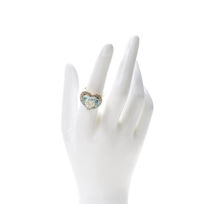 Chopard 18K Yellow Gold Diamond Crystal So Happy Heart Ring Green 54 7 2 of 5