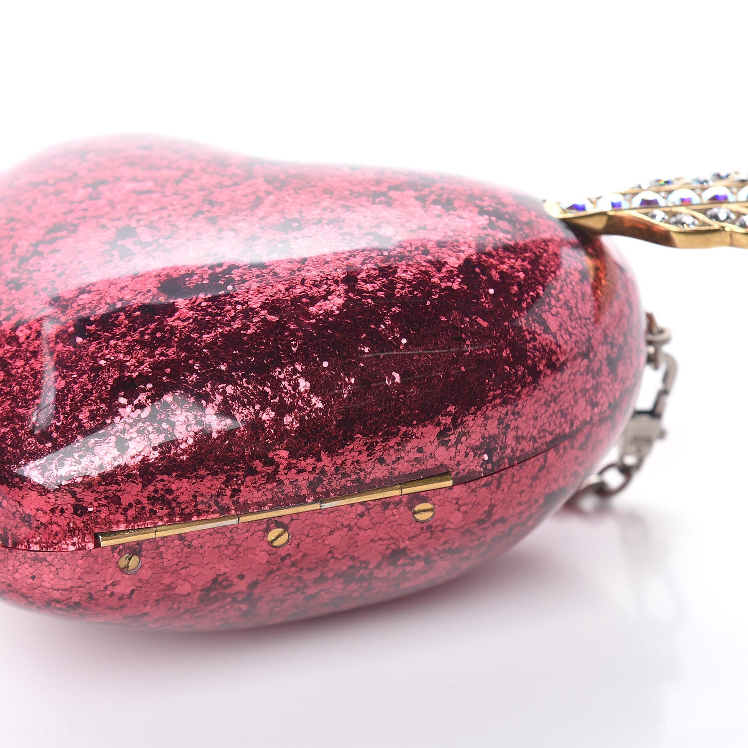 Gucci Glitter Resin Broadway Heart Minaudiere Clutch Fuxia 5 of 14