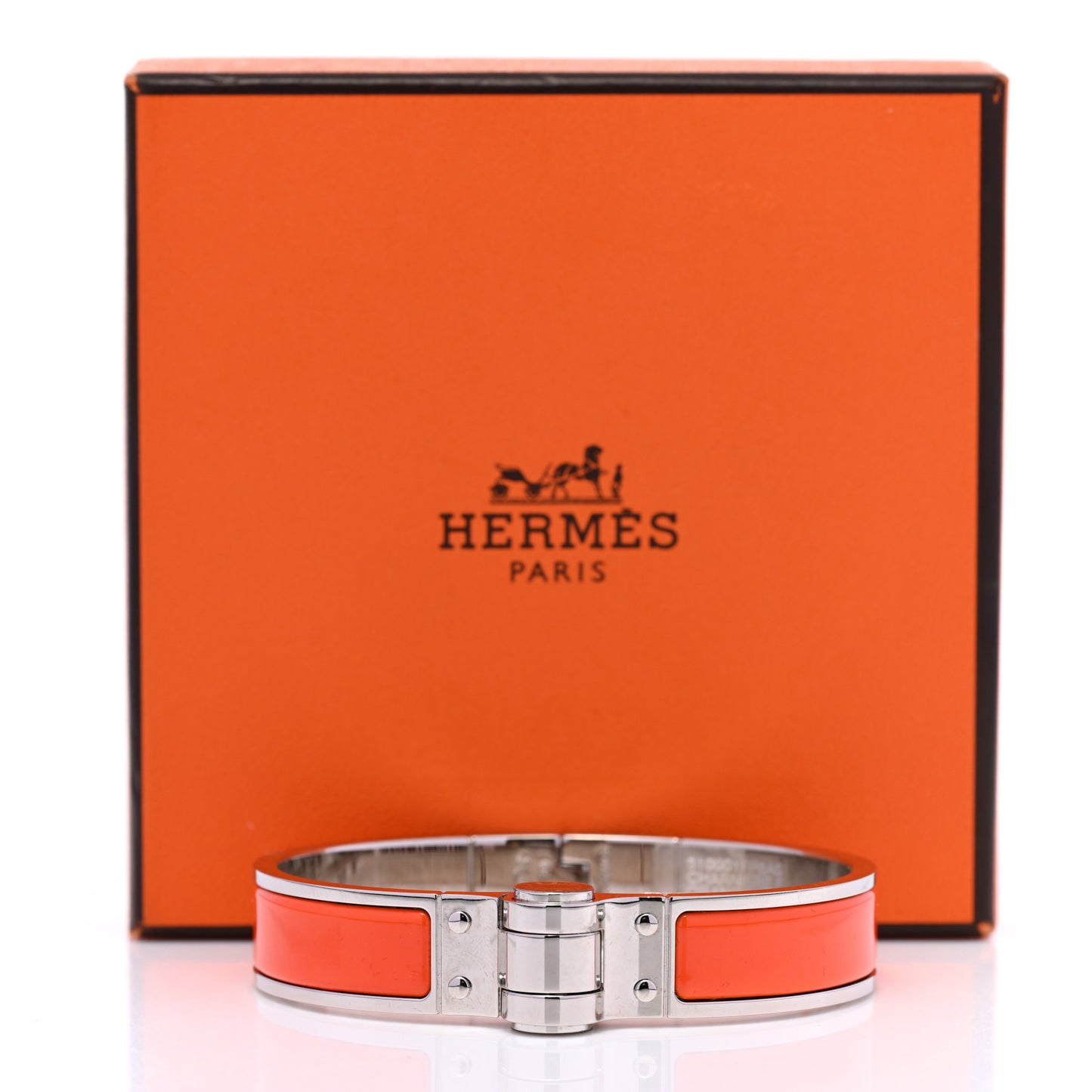 Enamel Charniere Uni Narrow Hinged Bracelet S Orange Fruite