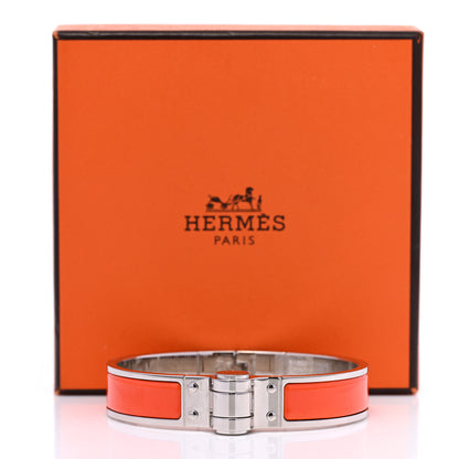 Hermes Enamel Charniere Uni Narrow Hinged Bracelet S Orange Fruite 6 of 6
