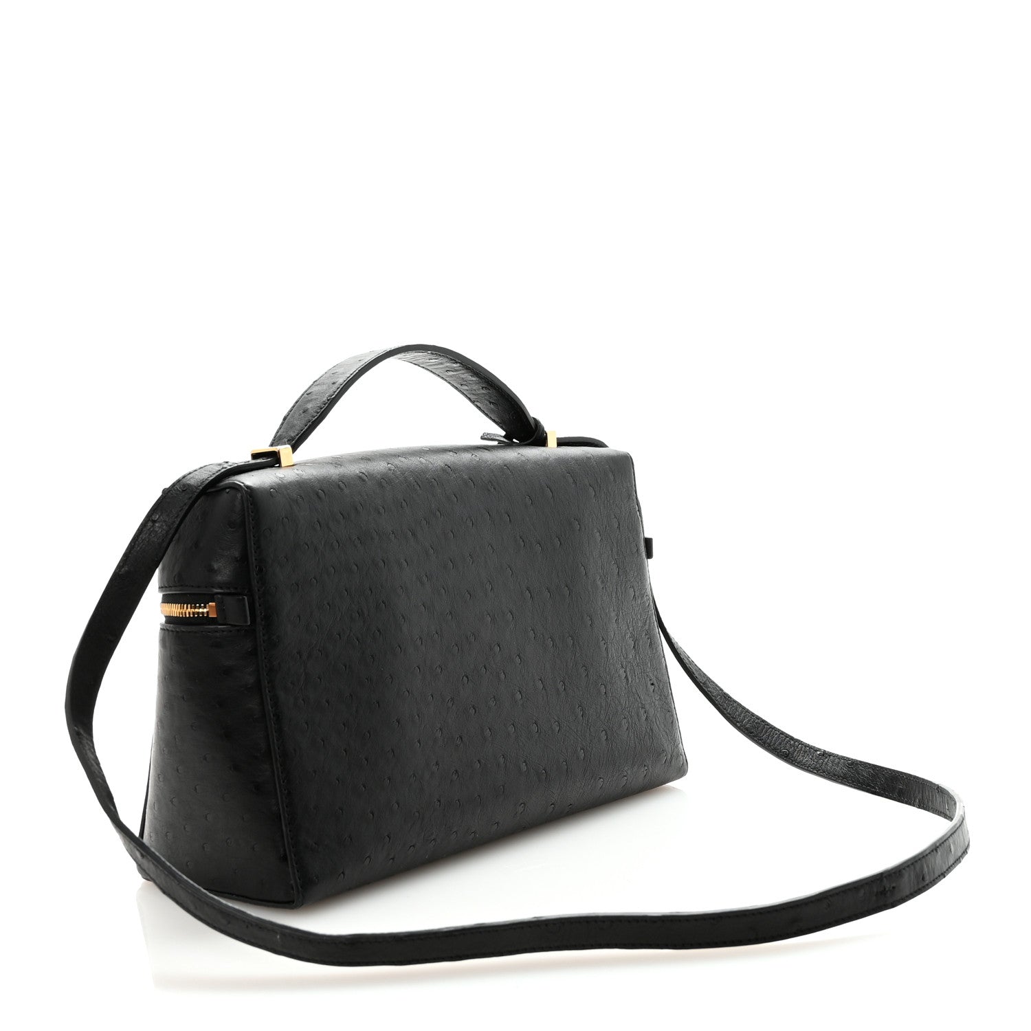 Loro Piana Ostrich Extra Bag L27 Black 1856911 – FASHIONPHILE