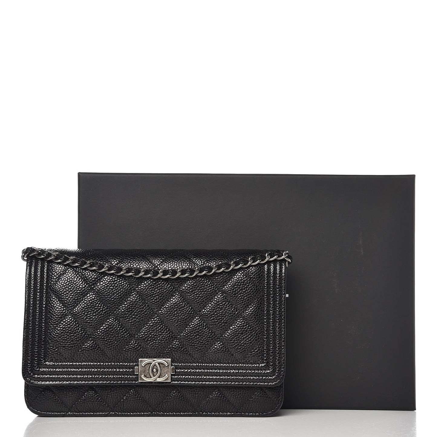 Caviar Quilted Boy Wallet On Chain WOC Black