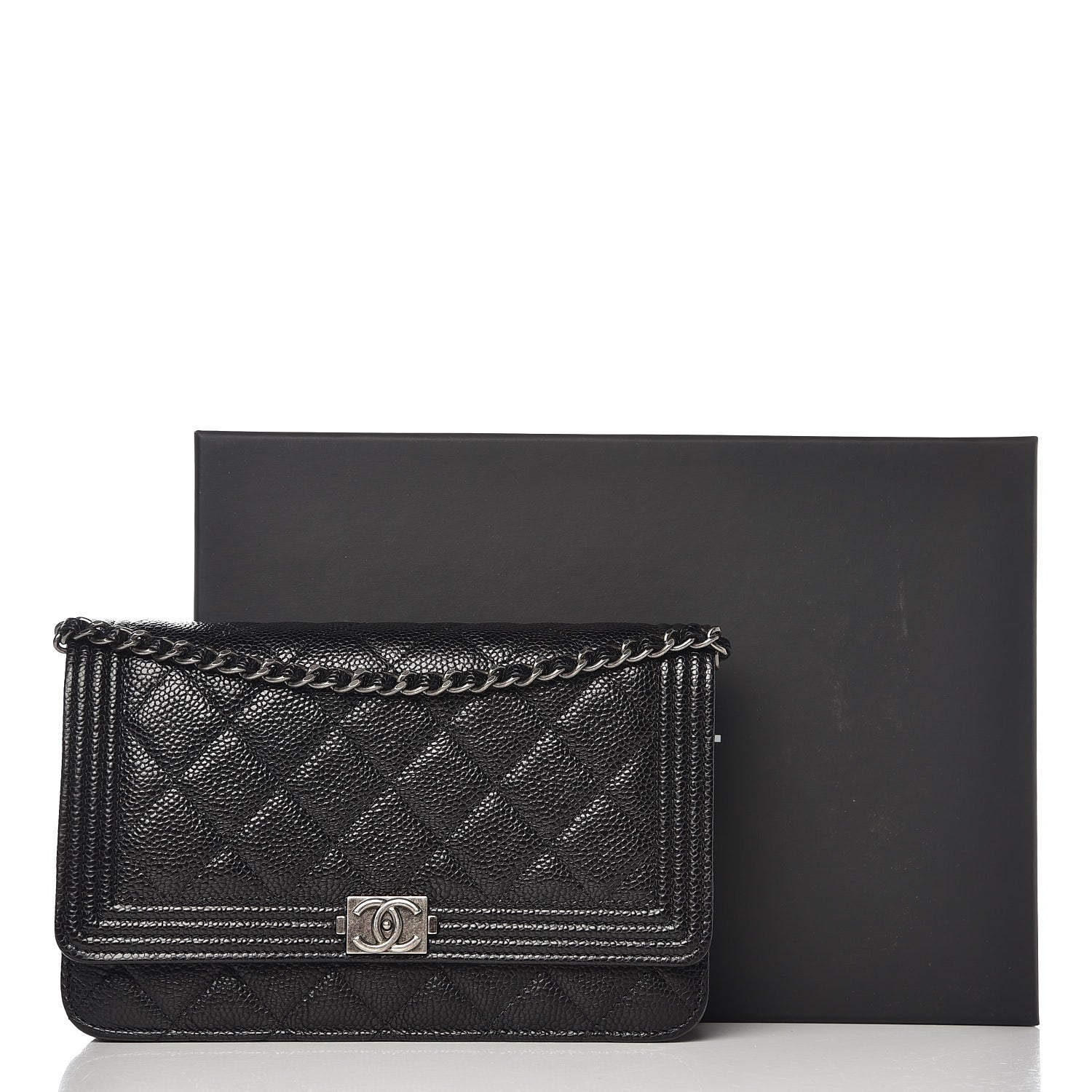 Chanel Caviar Quilted Boy Wallet On Chain WOC Black 9 of 9