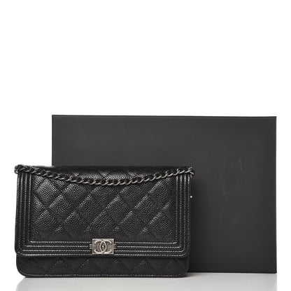 Chanel Caviar Quilted Boy Wallet On Chain WOC Black 9 of 9