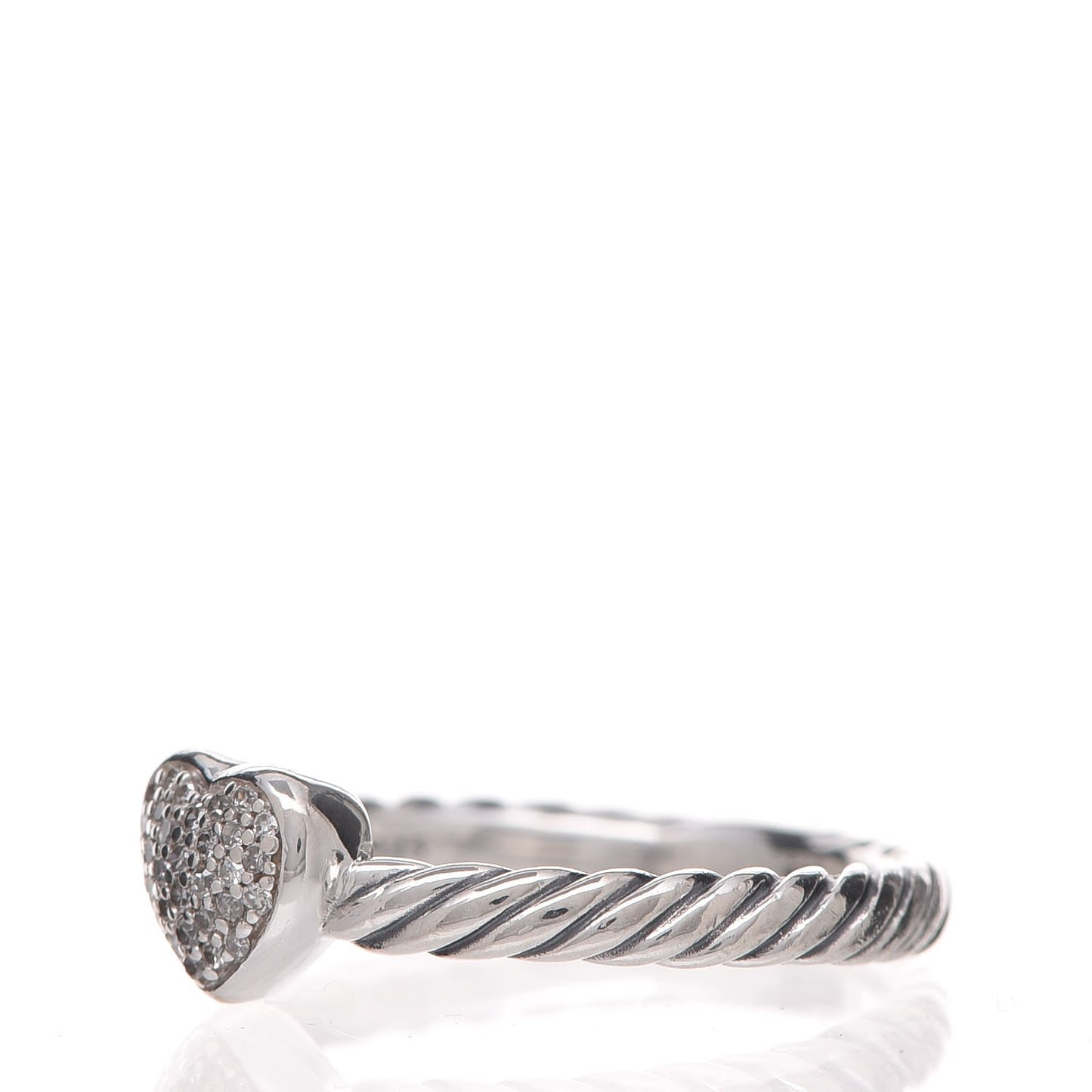 Sterling Silver Diamond Cable Classics Heart Ring 48 4.5
