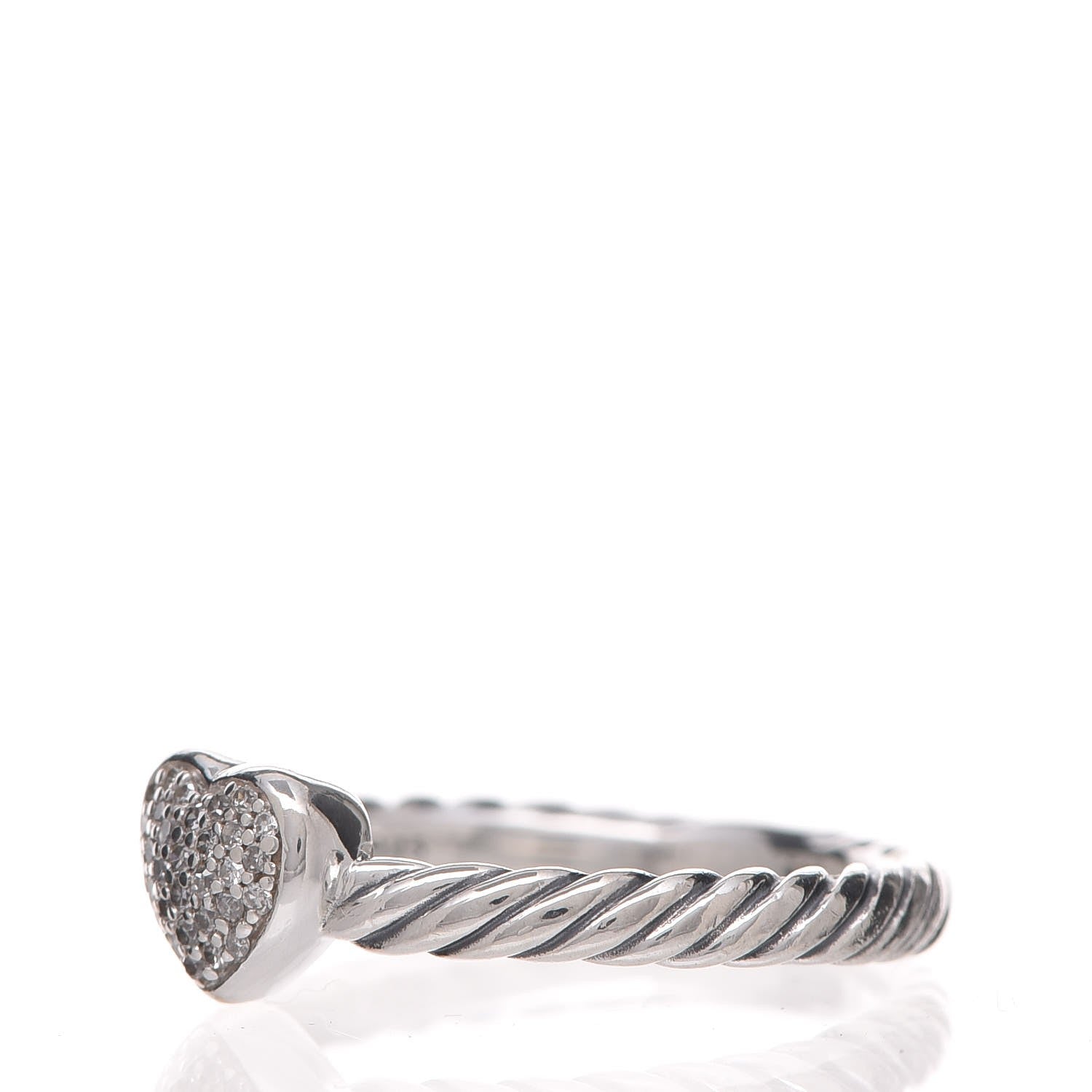 David Yurman Sterling Silver Diamond Cable Classics Heart Ring 48 4.5 3 of 5