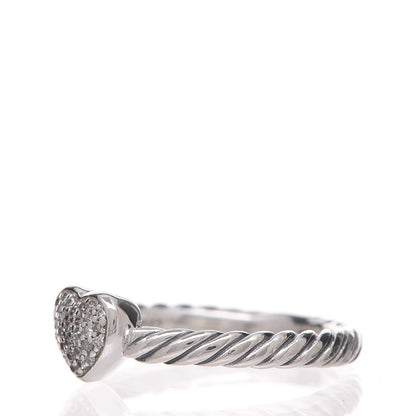 David Yurman Sterling Silver Diamond Cable Classics Heart Ring 48 4.5 3 of 5