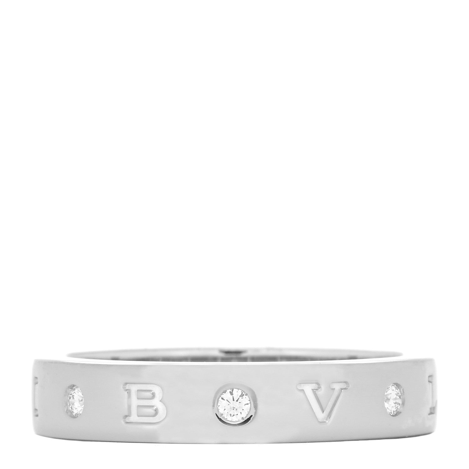 Bulgari 18K White Gold 7 Diamond B.Zero1 Essential Band Ring 68 12.25 1 of 4