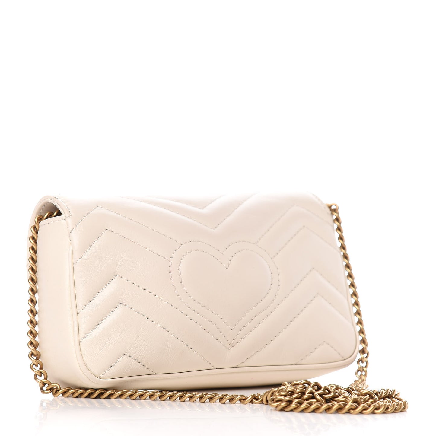 Calfskin Matelasse Super Mini GG Marmont Shoulder Bag White