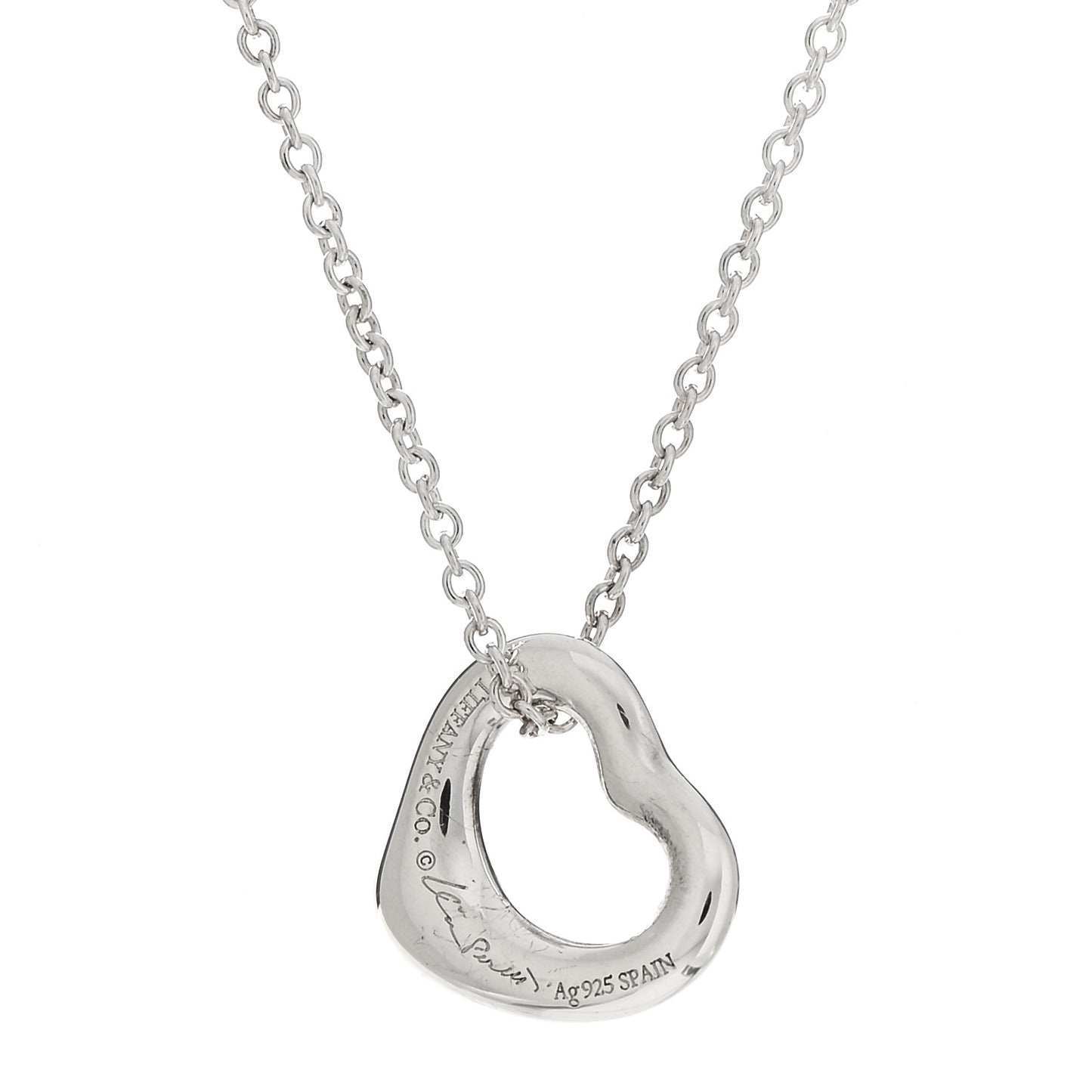 Sterling Silver 11mm Elsa Peretti Open Heart Pendant Necklace