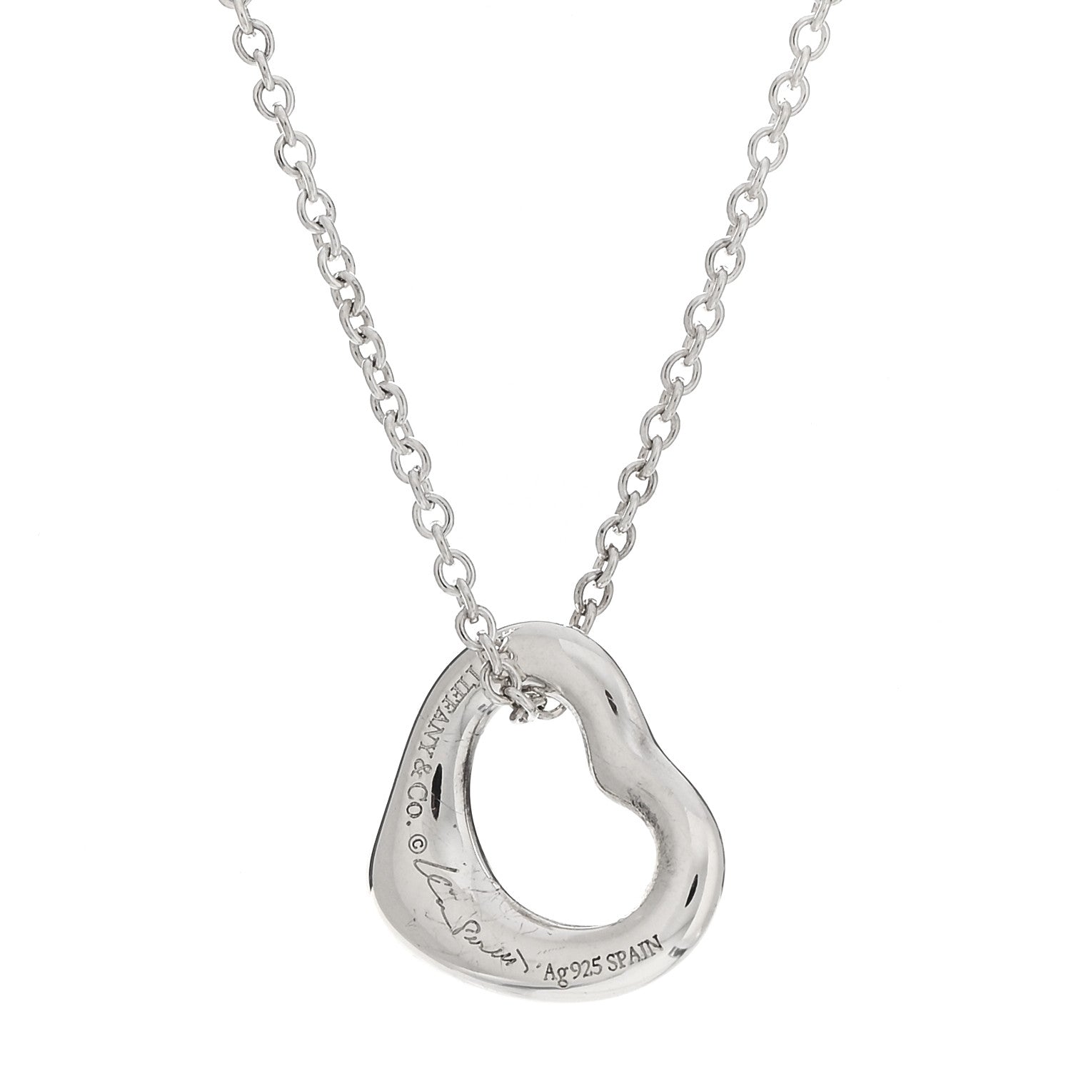 Tiffany Sterling Silver 11mm Elsa Peretti Open Heart Pendant Necklace 4 of 4