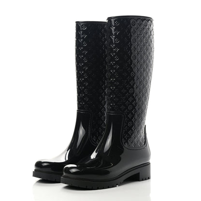 Louis Vuitton Rubber Embossed Monogram Splash Rain Boots 41 Black 3 of 10