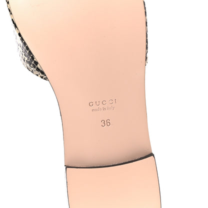 Gucci Calfskin Python Print Interlocking G Cut Out Slide Sandals 36 Beige Avana 6 of 8