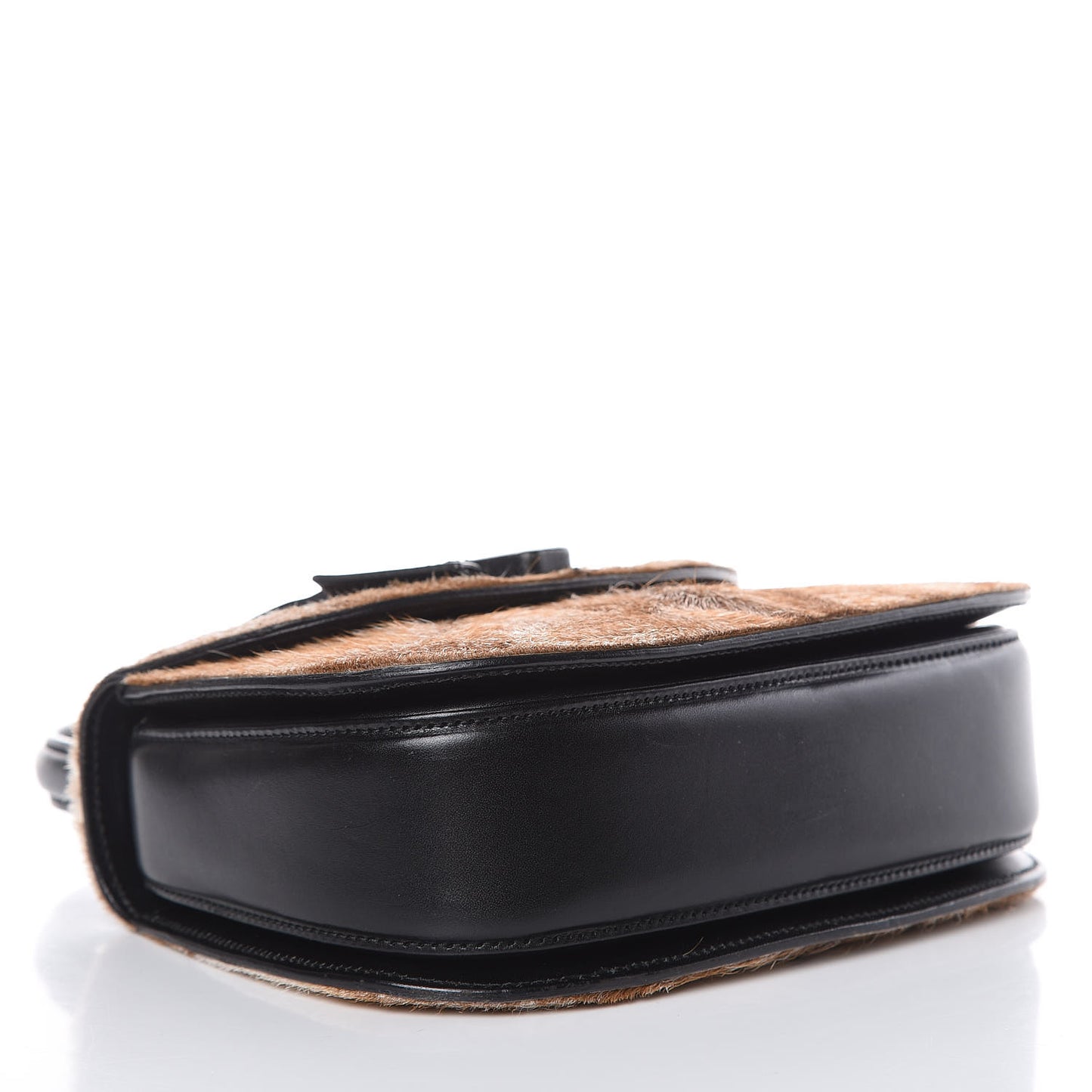 Calf Hair Calfskin Top Handle Bag Natural Black