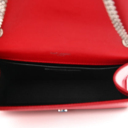 Saint Laurent Grain De Poudre Small Monogram Kate Satchel Red 5 of 7