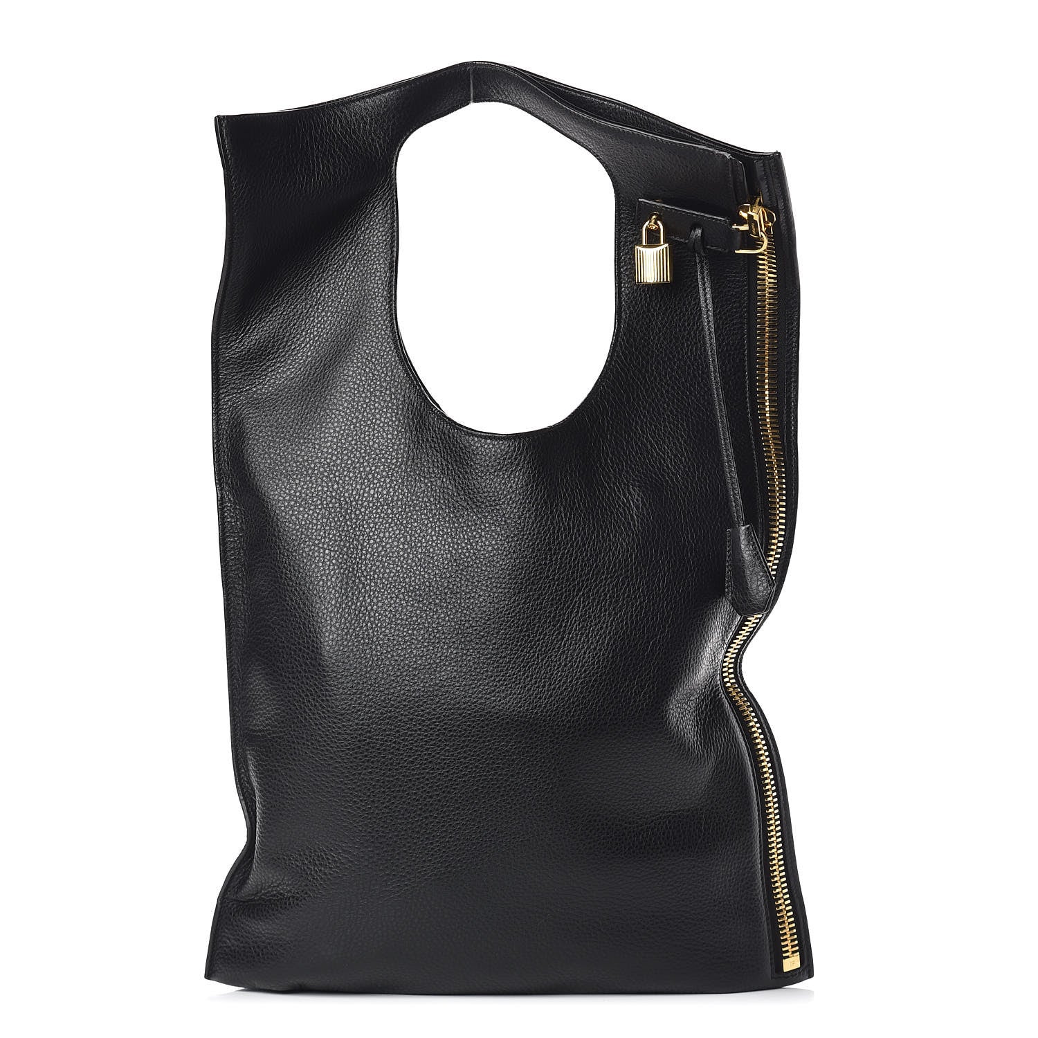 Tom Ford Grained Calfskin Large Alix Padlock Zip Shoulder Bag Black 4 of 12
