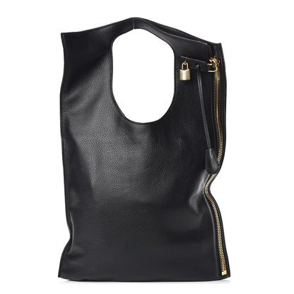 Tom Ford Grained Calfskin Large Alix Padlock Zip Shoulder Bag Black 4 of 12
