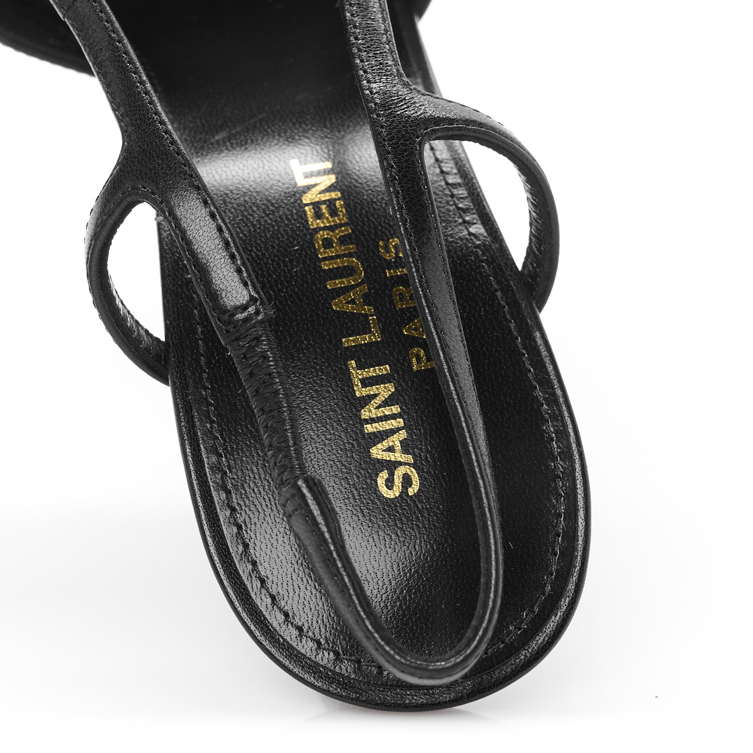 Saint Laurent Smooth Calfskin Jeanne 110 Slingback Pumps 38 Black Gold 7 of 10
