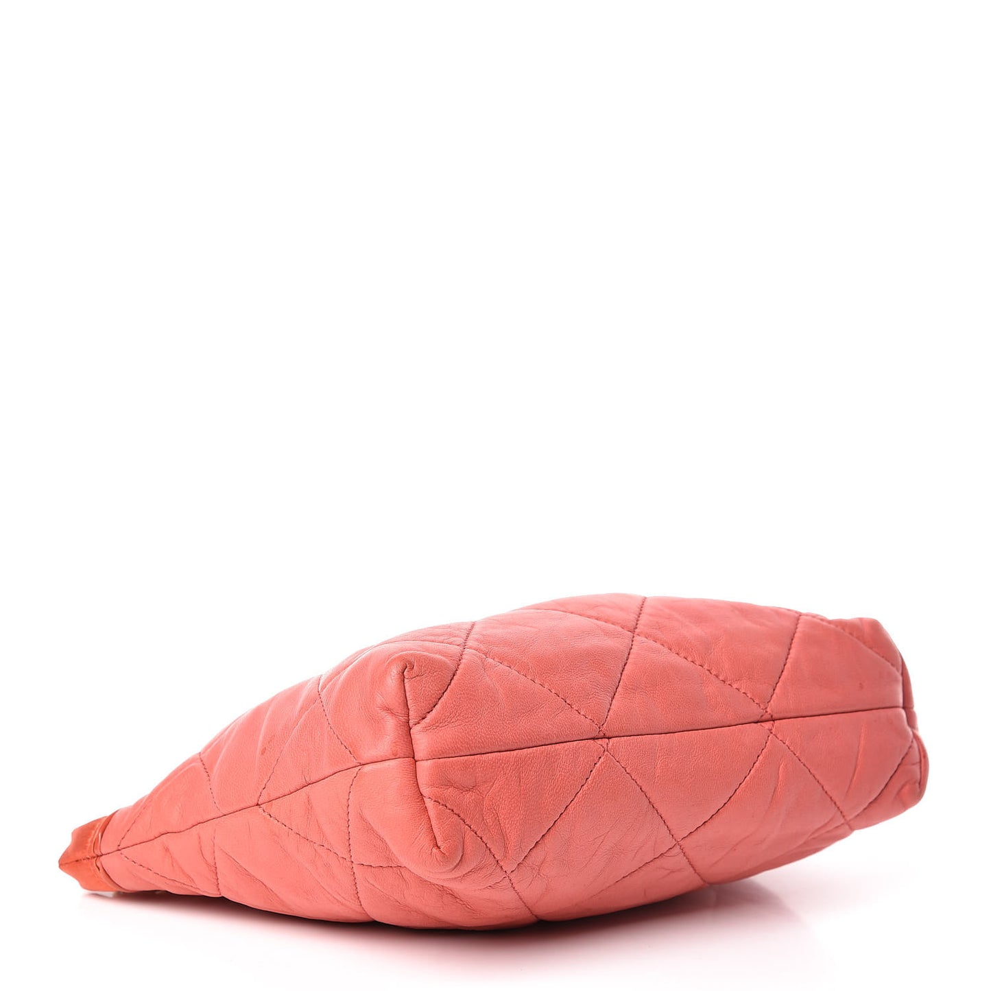 Lambskin Quilted Amalia Cosmetic Pouch Coral
