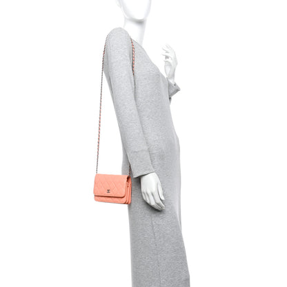 Chanel Caviar Quilted Mini Wallet On Chain WOC Coral 2 of 11