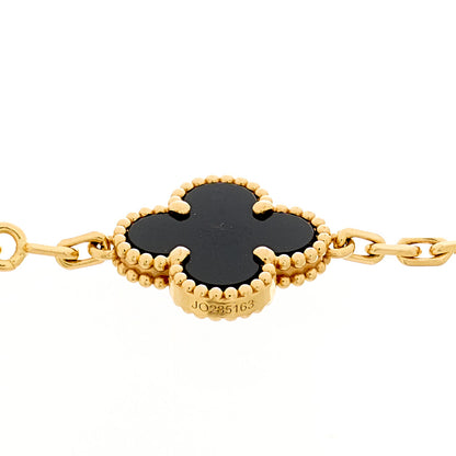 Van Cleef & Arpels 18K Yellow Gold Black Onyx 5 Motifs Vintage Alhambra Bracelet 3 of 5