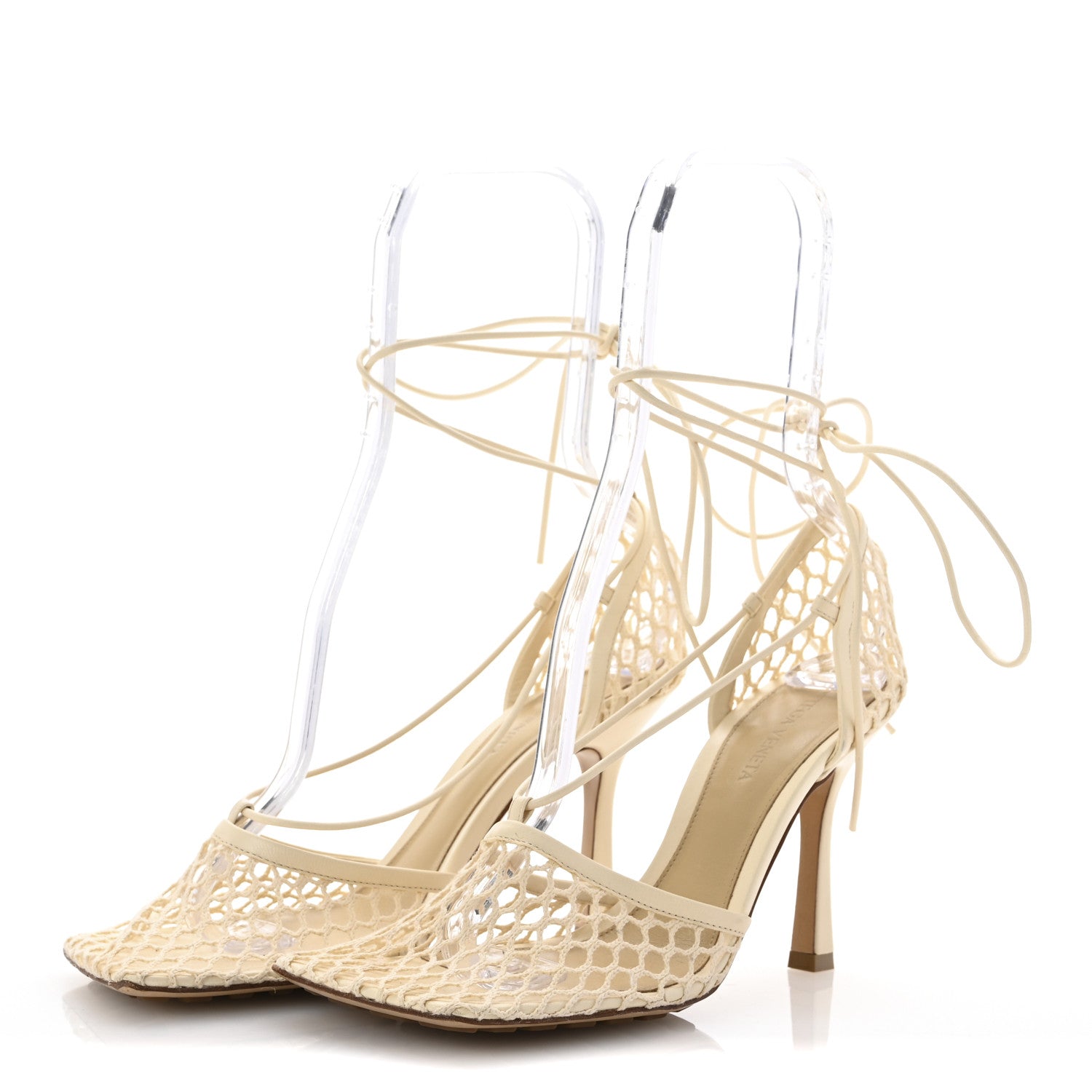 Bottega Veneta Mesh Nappa Stretch Ankle Tie Sandals 37.5 Toile 4 of 9