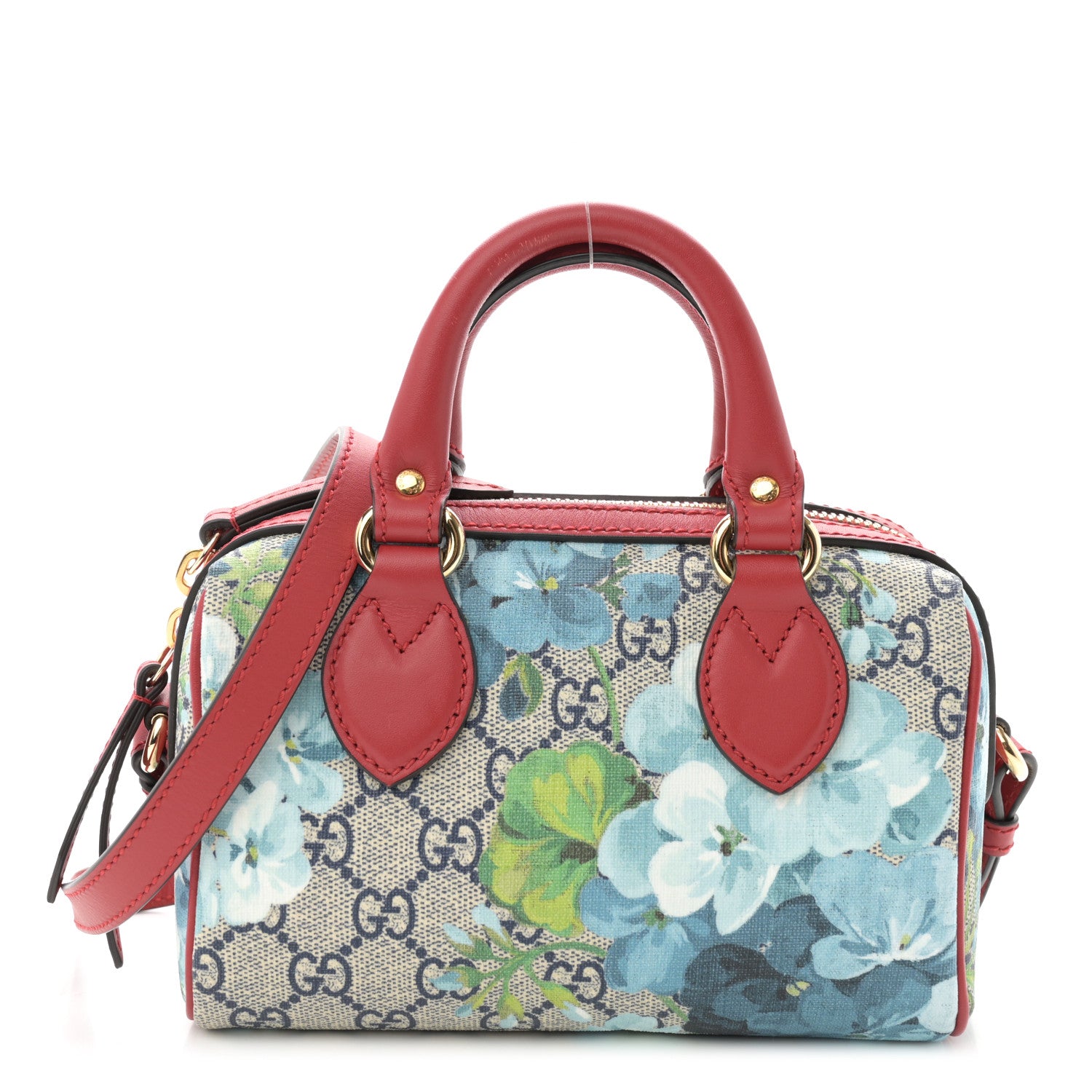 Gucci GG Supreme Monogram Blooms Mini Boston Navy Blue Hibiscus 1 of 10