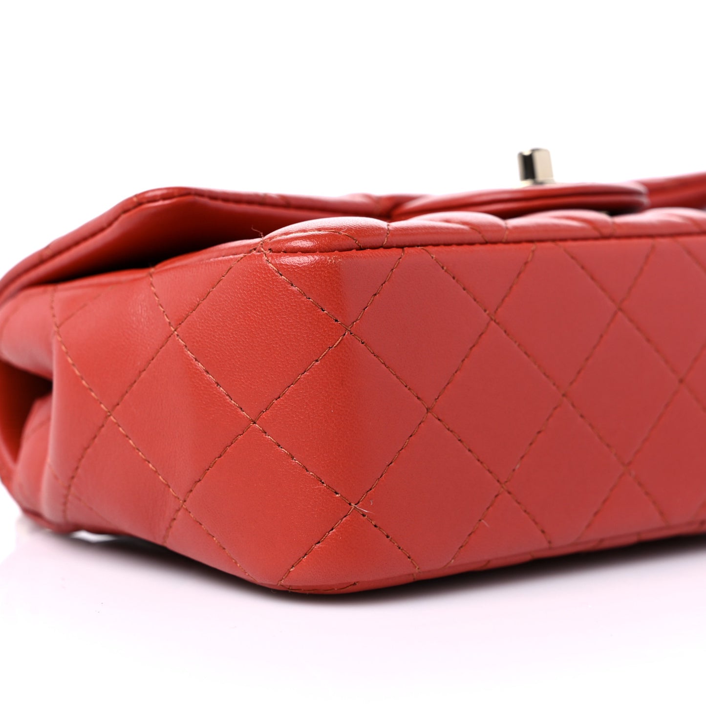Lambskin Quilted Mini Rectangular Flap Brown