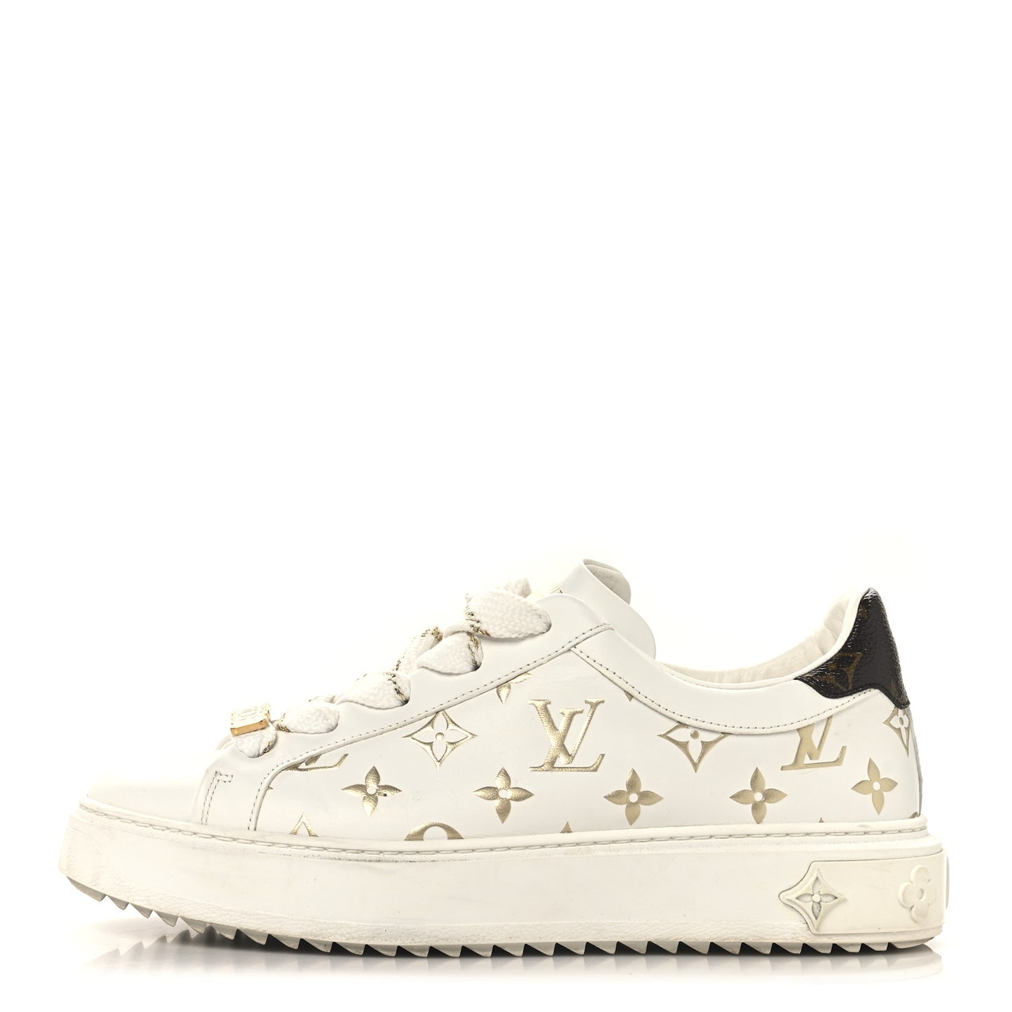 Calfskin Monogram Debossed Time Out Sneakers 39.5 White Gold