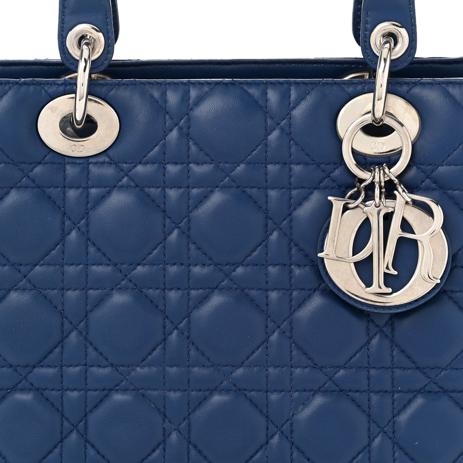 Christian Dior Lambskin Cannage Medium Lady Dior Blue 8 of 10