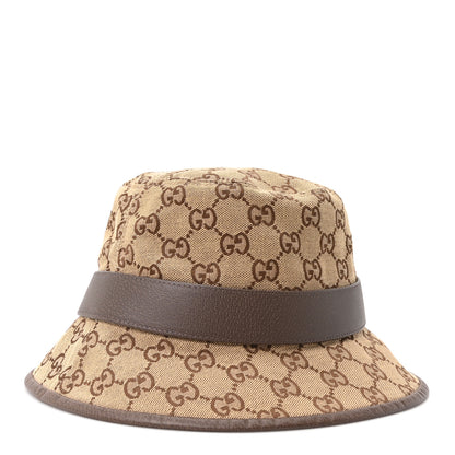 Gucci Monogram Textured Dollar Calfskin GG Jago Bucket Hat S Cacao Beige 6 of 10