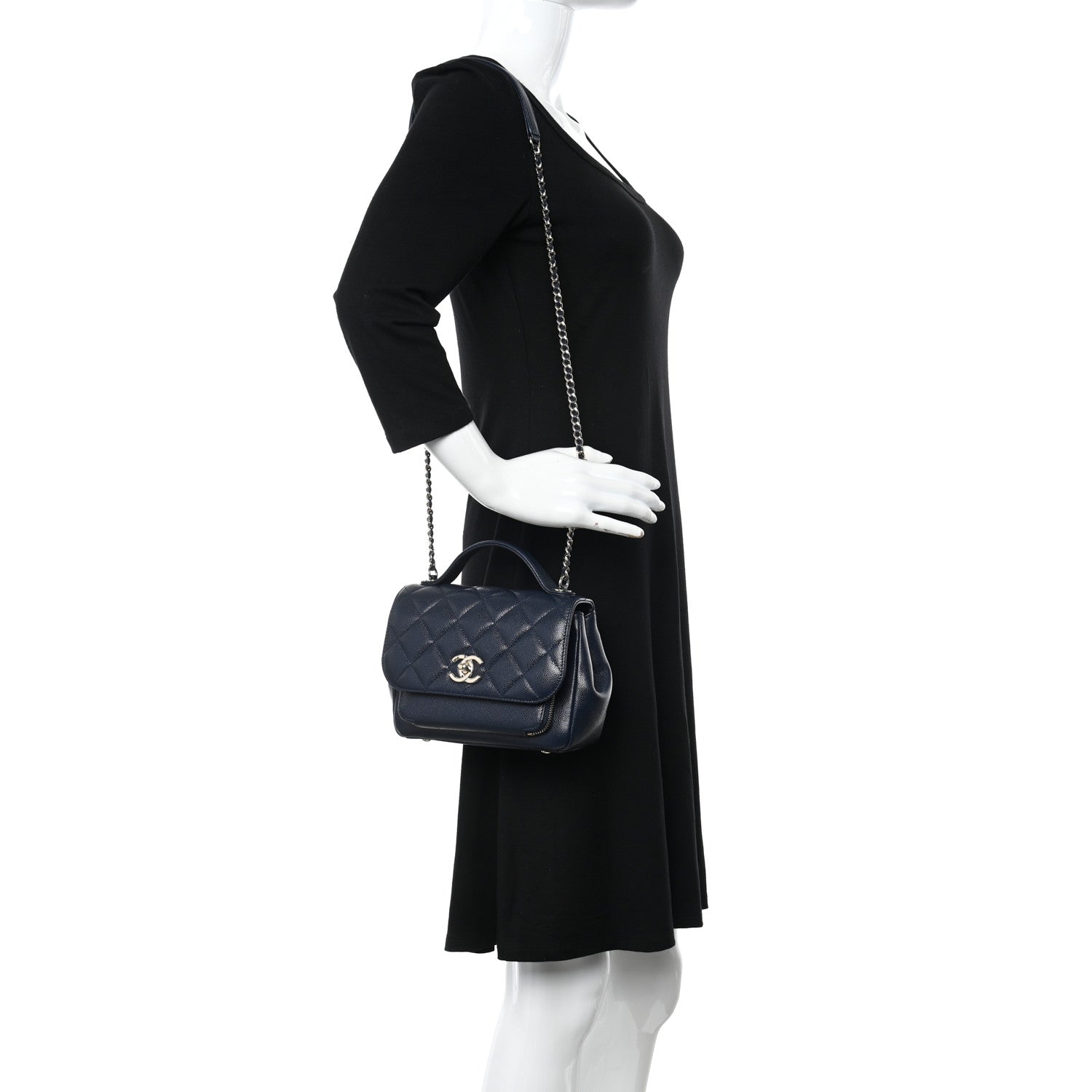 Chanel Caviar Quilted Small Business Affinity Flap Navy 2 of 11