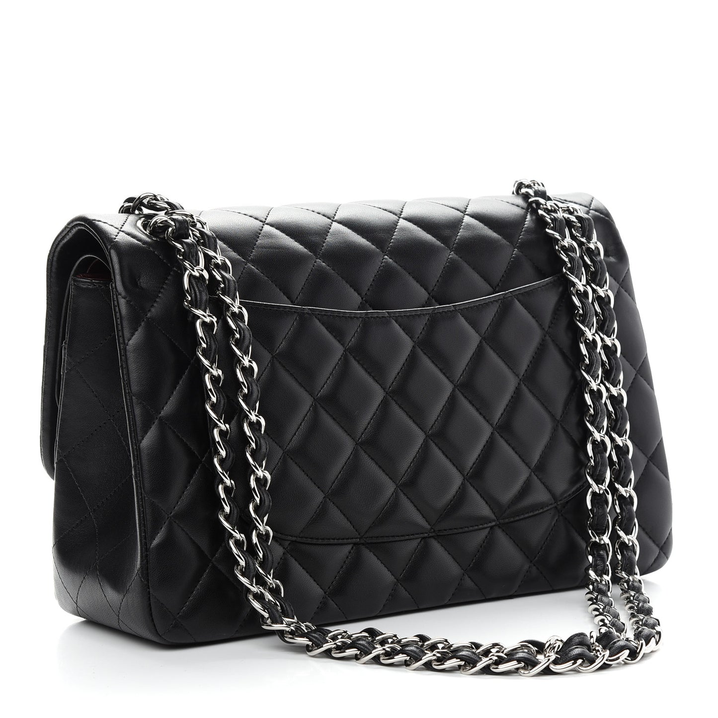 Lambskin Quilted Jumbo Double Flap Black