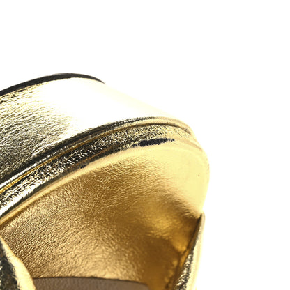 Jimmy Choo Metallic Calfskin Heloise Ankle Strap 120mm Platform Sandals 37 Gold 9 of 13