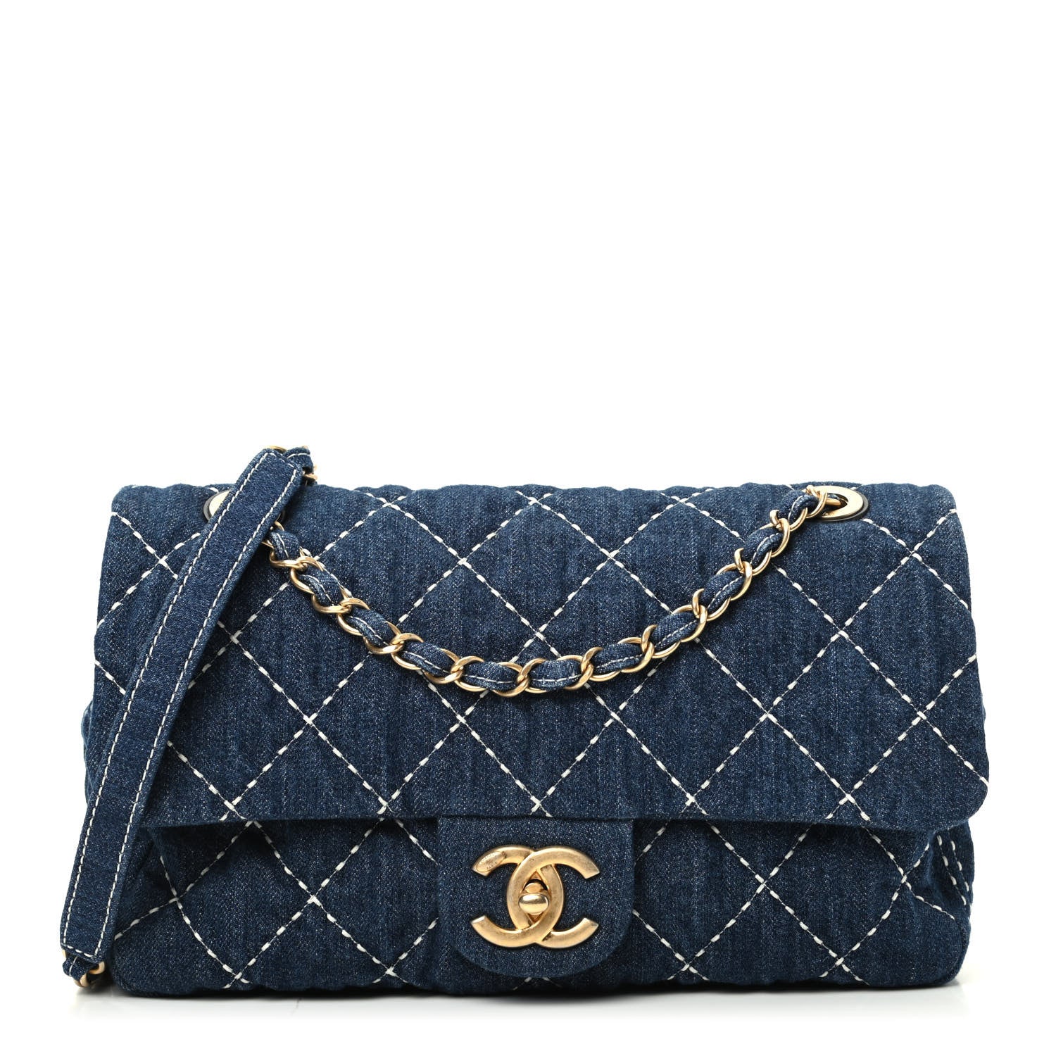 Chanel Denim Quilted Medium Denim Trip Single Flap Blue 1 of 10