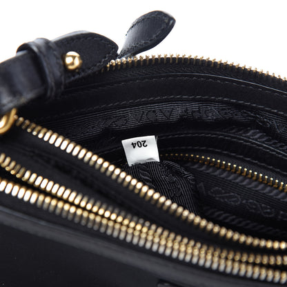 Prada Tessuto Nylon Soft Calf Double Zip Crossbody Bag Black 10 of 11