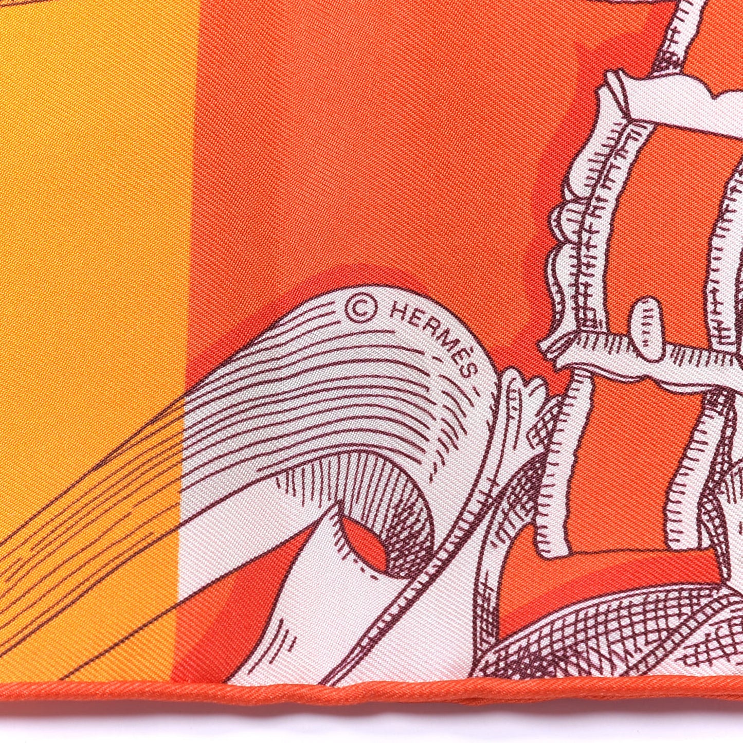 Silk Instruction Du Roy Bayadere Maxi Twilly Vermillion Orange