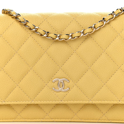 Chanel Caviar Quilted Tiny CC Wallet On Chain WOC Yellow 11 of 12