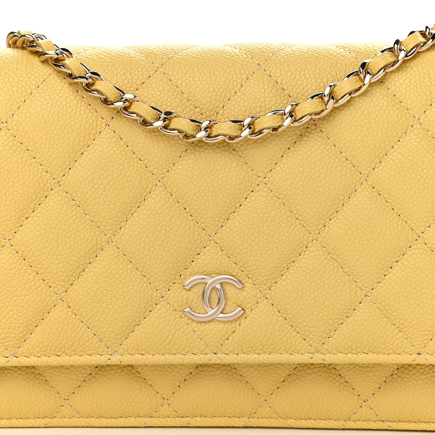 Caviar Quilted Tiny CC Wallet On Chain WOC Yellow