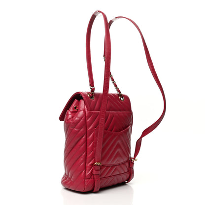 Chanel Calfskin Chevron Quilted Small Urban Spirit Backpack Dark Pink 3 of 10