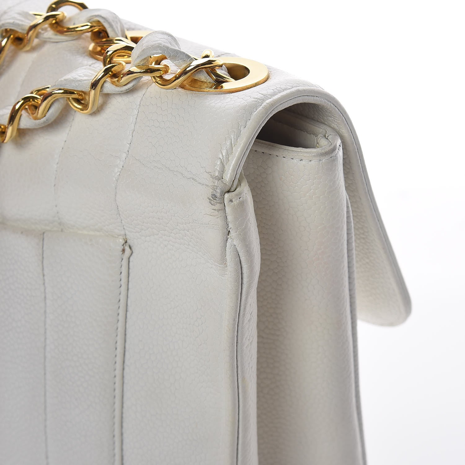 Chanel Caviar Vertical Quilted Jumbo Single Flap White 22 of 22