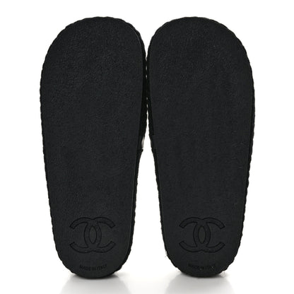 Chanel Braided Knit CC Mules 38 Black Gold 5 of 9