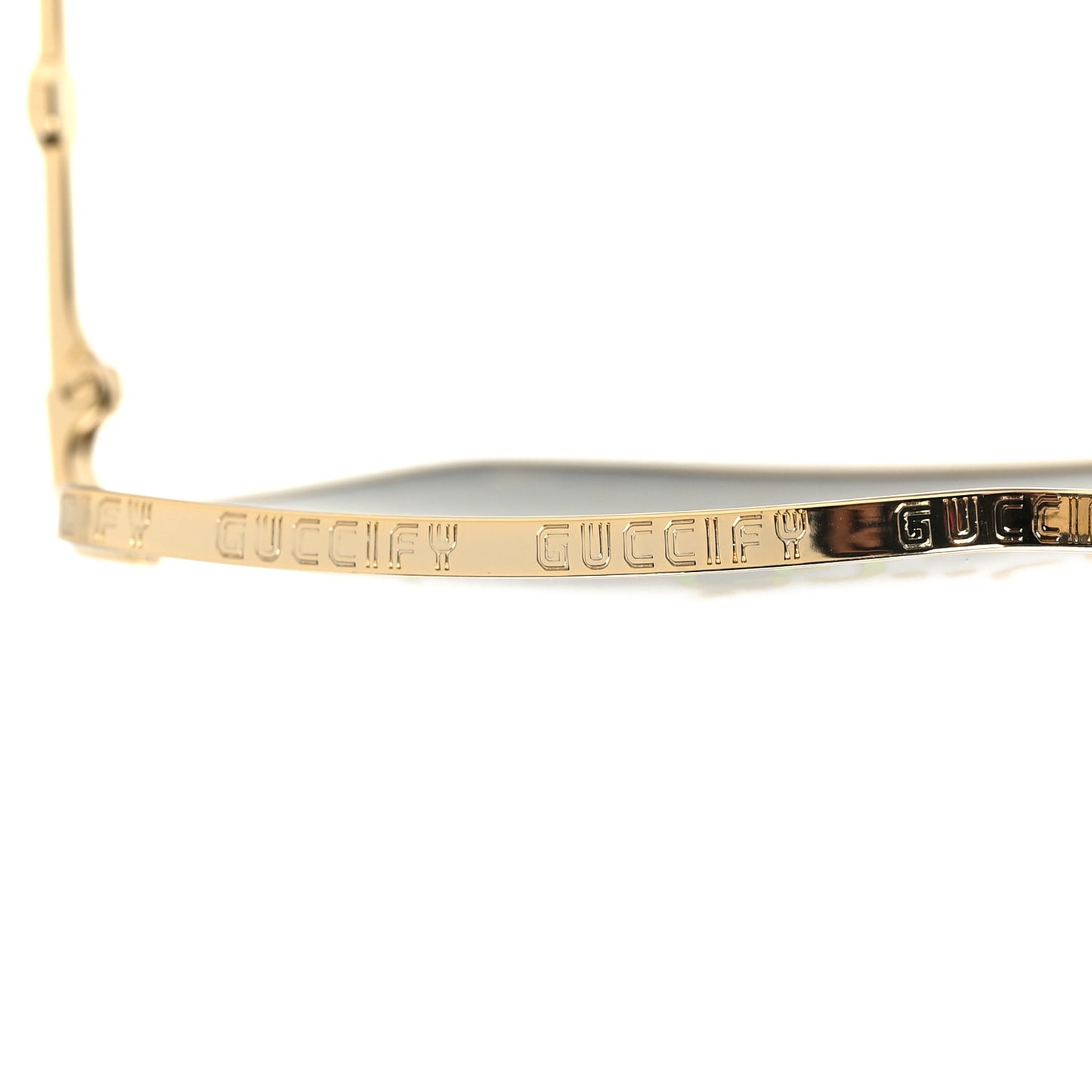 Metal Rectangular Frame Sunglasses GG0414S Gold Multicolor