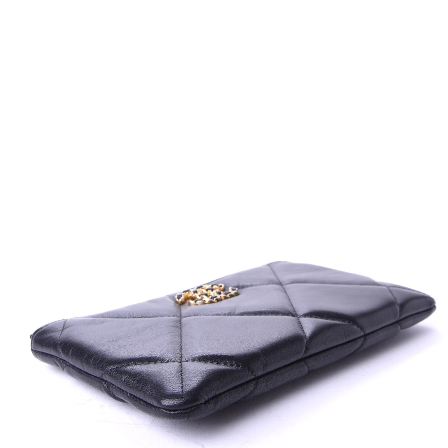 Goatskin Quilted 19 Cosmetic Case Black