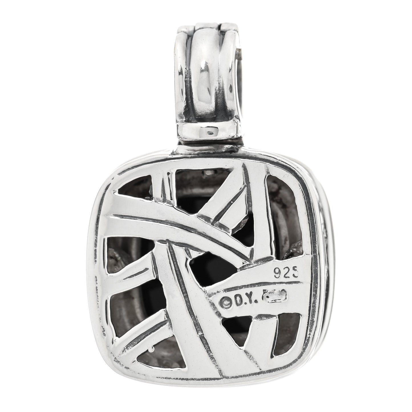 Sterling Silver Diamond Black Onyx 11mm Albion Enhancer Pendant