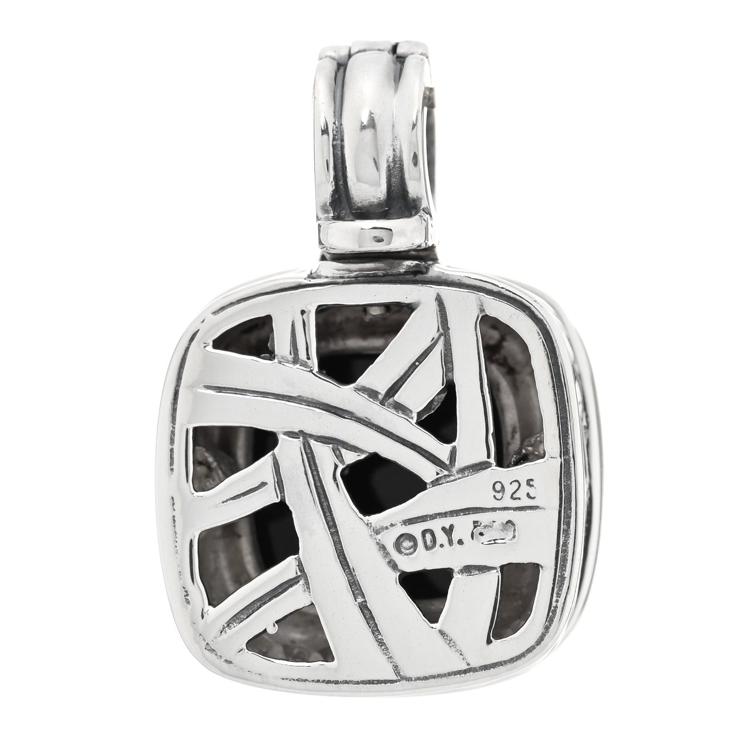 David Yurman Sterling Silver Diamond Black Onyx 11mm Albion Enhancer Pendant 3 of 3