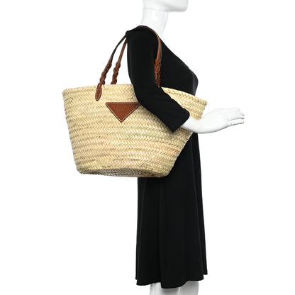 Prada Palmitto Vitello Woven Braided Large Basket Tote Bag Naturale Cognac 2 of 12