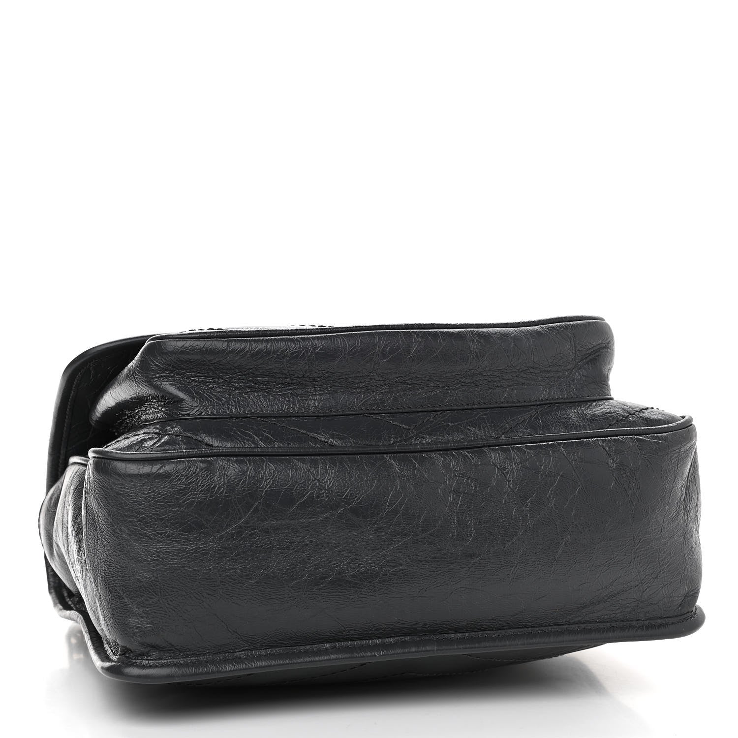 Saint Laurent Crinkled Calfskin Matelasse Monogram Medium Niki Chain Satchel Dark Smog 3 of 10