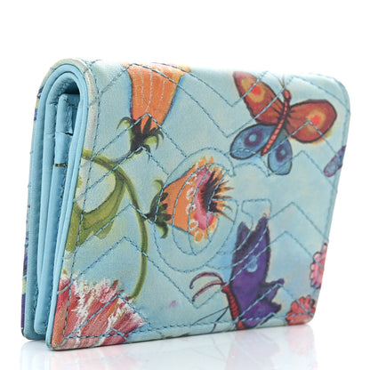 Gucci X UNSKILLED WORKER Calfskin Matelasse Flora Painted GG Marmont Card Case Wallet Cloudy Blue Multicolor 3 of 13