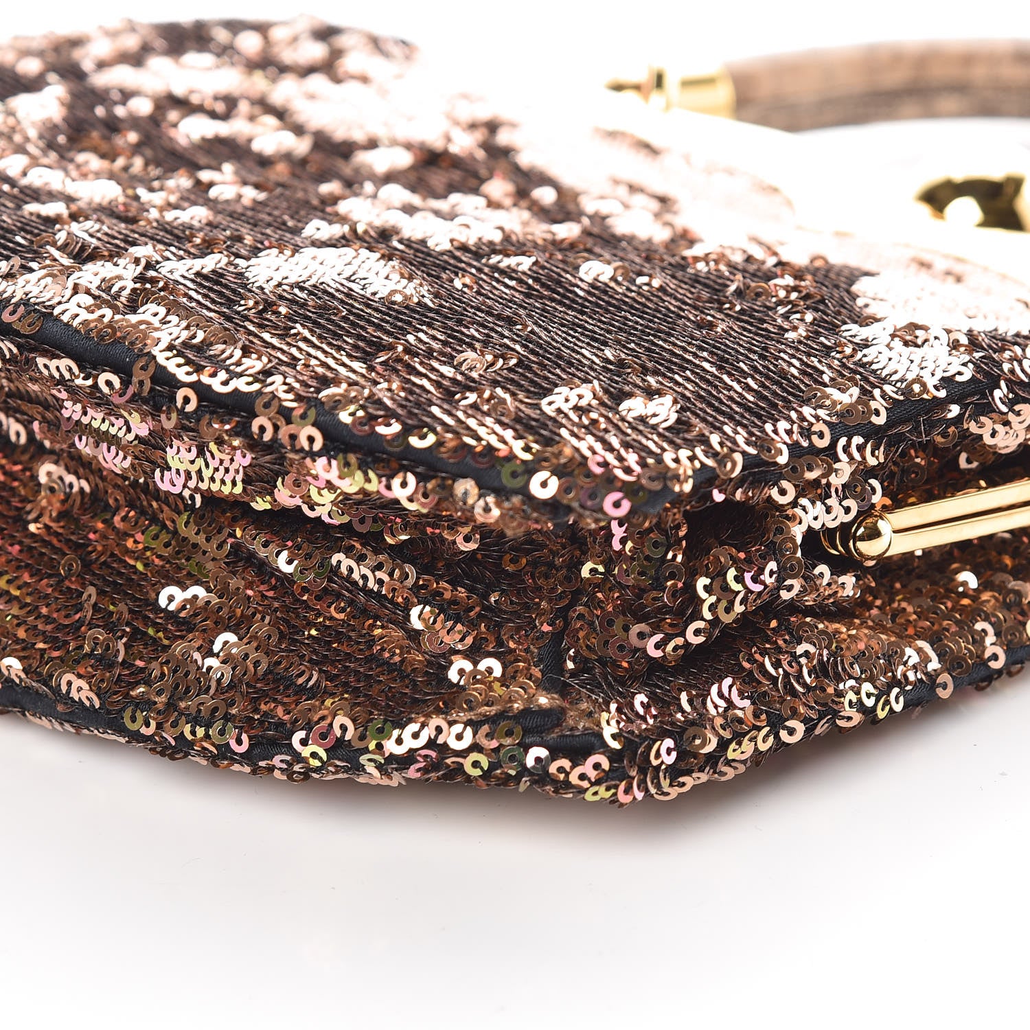 Miu Miu Paillettes Sequin Lizard Top Handle Frame Bag Cammeo 10 of 11